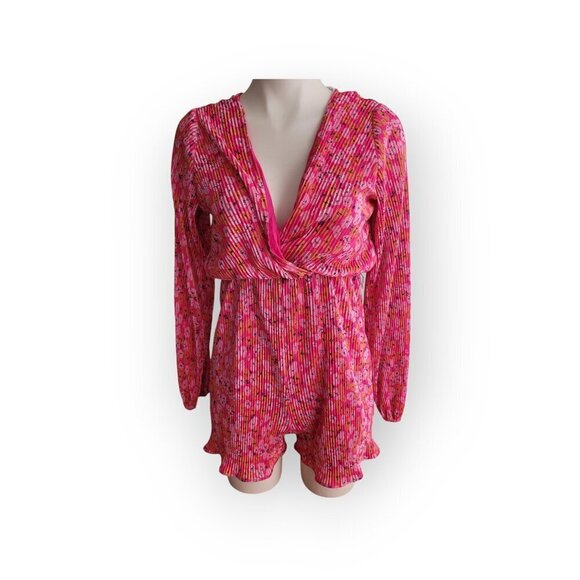 Petal & Pup l/s accordion hot pink v-neck playsuit size S - Picture 5 of 9